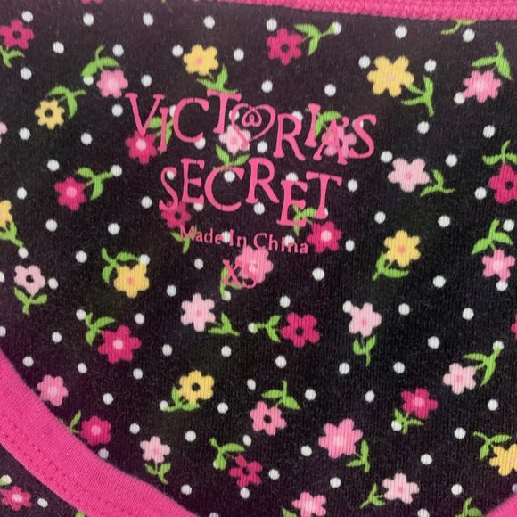 VICTORIA'S SECRET LONG SLEEVE BLACK/PINK/YELLOW FLORAL NIGHTGOWN XS-EUC - Picture 2 of 7